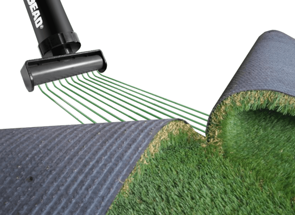 multiiiibead gun dispensing turfstikk ms210 ms polymer synthetic grass adhesive on henko seam tape