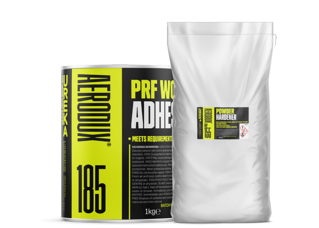 Adhesive and powder hardener packaging 185/155 kit
